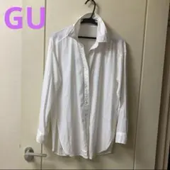 GU リネンブレンドオーバーサイズシャツ　長袖ホワイト　白　麻混　XS ゆったり
