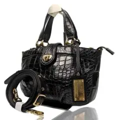 【美品】コッコクリスターロ JRA認定マットクロコダイル 2WAY ハンドバッグ