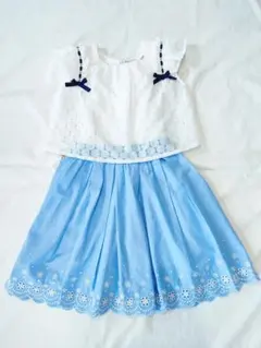 mezzo piano junior ワンピース M 150 白レース 水色のサムネイル