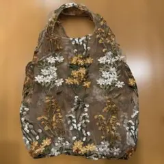 Francfranc チュールバッグ エコバッグ 花柄 刺繍 収納ケース付きのサムネイル