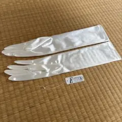 ホワイト サテン ロングウェディンググローブ　Sサイズ40センチ