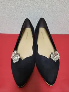 「未使用」Padourouge　ビジュー取り外し可能　スエード素材パンプス