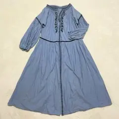 グリーンレーベルリラクシング◇エンブロイダリーワンピース 花柄刺繍 ガウン F