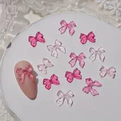 No.119　ネイルパーツ　リボン　ピンク2種　20個　ハンドメイド　レジン