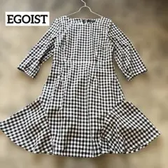 EGOIST チェック柄 フレアワンピース　黒白 M うらつき