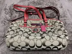 Coach ショルダーバッグ グレー/赤