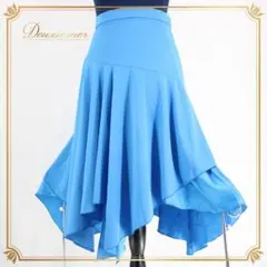 【美品 日本製社交ダンス衣装】スカート レッスンウェア 練習着 Mサイズ 水色