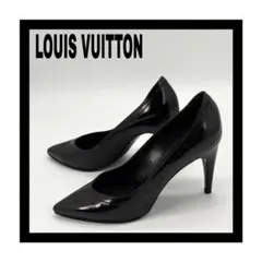 LOUIS VUITTON ルイヴィトン パンプス パンチングロゴ 黒 23.5
