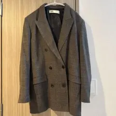 ZARA グレンチェック ダブルブレストジャケット