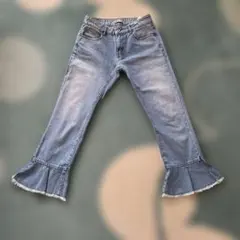 ZARA BASICフレア裾・ダメージ加工デニムパンツ 34