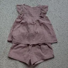 プチマイン　ピンク フリル袖 チュニックとショートパンツのセット