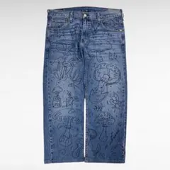 リーバイス 569 マッシュルーム アートリメイク デニムパンツ　バンドペイント