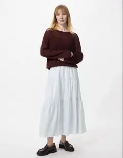 UNIQLO ユニクロ　ティアードマキシスカート　ストライプ