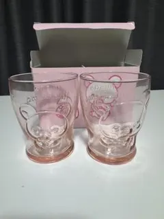 値下げ リラックマ クリアピンクグラス2個セット