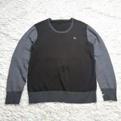 希少　バーバリー　ブラックレーベル　カシミア混　カラーブロックニット　ロゴ刺繍