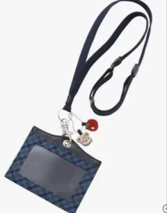 ファミリア　定期入れ　ネームホルダー　青　チェック　パスケース