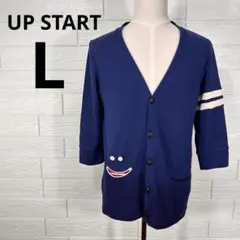 UP START ライン カーディガン L 綿混 紺　ブルー　青のサムネイル