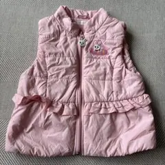 MIKI HOUSEウサギ刺繍付きピンクキッズベスト