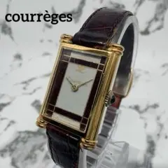 【稼動品】Courreges クレージュ 手巻き時計　ゴールド スクエアのサムネイル
