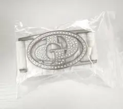【新品タグ付き】 ラインストーン ダウンベルト オフホワイト