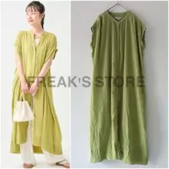 【美品】　フリークスストア　ライトグリーン　シャツワンピース　ロング丈　インド製