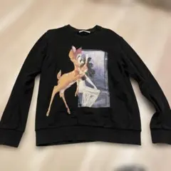 完売品！バンビトレーナー Bambi プリント スウェット トレーナー バンビ M ブラック