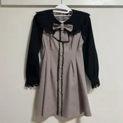 ROJITA ビジュー付きリボン ミニワンピース