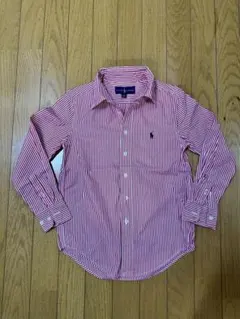 【美品】ラルフローレン 開襟シャツ KIDS 150 ストライプ