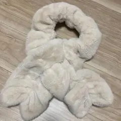 アイボリー ファー マフラー ラウンドネック