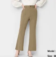 ［GU］カットソーカラーフレアスラックス(丈標準) ブラウン/ M