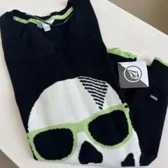 Volcom スカルプリント ニットセーター XS ブラック/グリーンのサムネイル