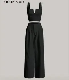 SHEIN MOD 無地柄 タンクトップ & ワイドレッグパンツ