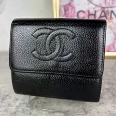 最終値下げしました！新品未使用品　CHANELキャビアスキン 三つ折り財布 国内即発】CHANEL 三つ折り財布 キャビアスキン ピンク AP0230 (CHANEL