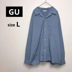 GU（ジーユー）ドレープオープンカラーシャツ ライトブルー L