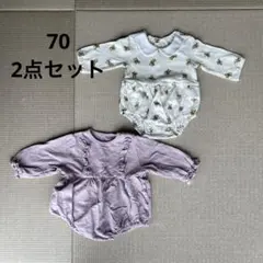 ベビー服 70 女の子 ロンパース セット くま柄 デビロック ダルマオール