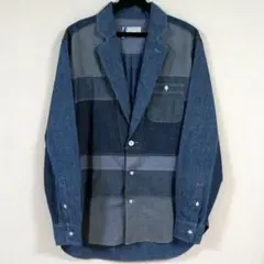 GANRYU コットン シャンブレー パッチワーク シャツジャケット L