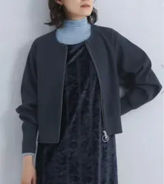 グリーンレーベル　フォルム クロップド ニット ブルゾン -ウォッシャブル-