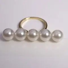 高グレード あこや真珠 5連リング グラデーションパール あこやパール