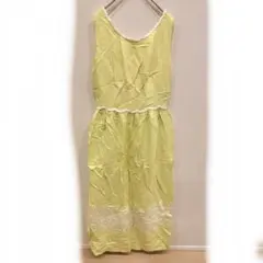 美品✨️ノースリーブ ロングワンピース レース ロング キラキラ 黄色 デート