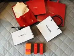 CHANEL Cartier HERMES 保存袋 ショッパー 香水サンプル3本