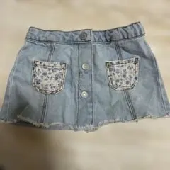 ZARA ベビー デニム ミニスカート 12-18ヶ月 花柄ポケット　86cm