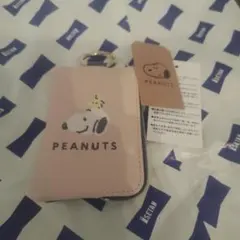 PEANUTS キーチャームポーチ ピンク グレー