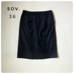 Sov. バックプリーツ　タイトスカート ひざ丈　オフィス　黒 36のサムネイル