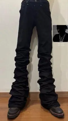 brrrsos着用 黒フレアパンツ フレアデニム opium drip