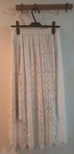 美品RODEOCROWNSホワイトレース フレアロングスカート