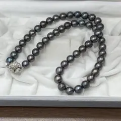 鑑定書付 天然ジェット ネックレス イヤリングセット 10mm シルバー