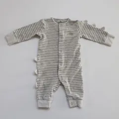 next baby　カバーオール　ロンパース　恐竜　ボーダー　グレー　3-6m