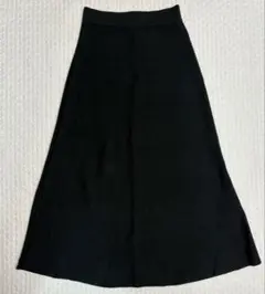 GU フレアミディニットスカート M ブラック