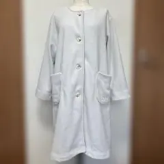 ハナエモリ ノーカラーコート バタフライ刺繍 L〜LL相当 スプリングコート