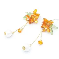 金木犀とコットンパールのピアス